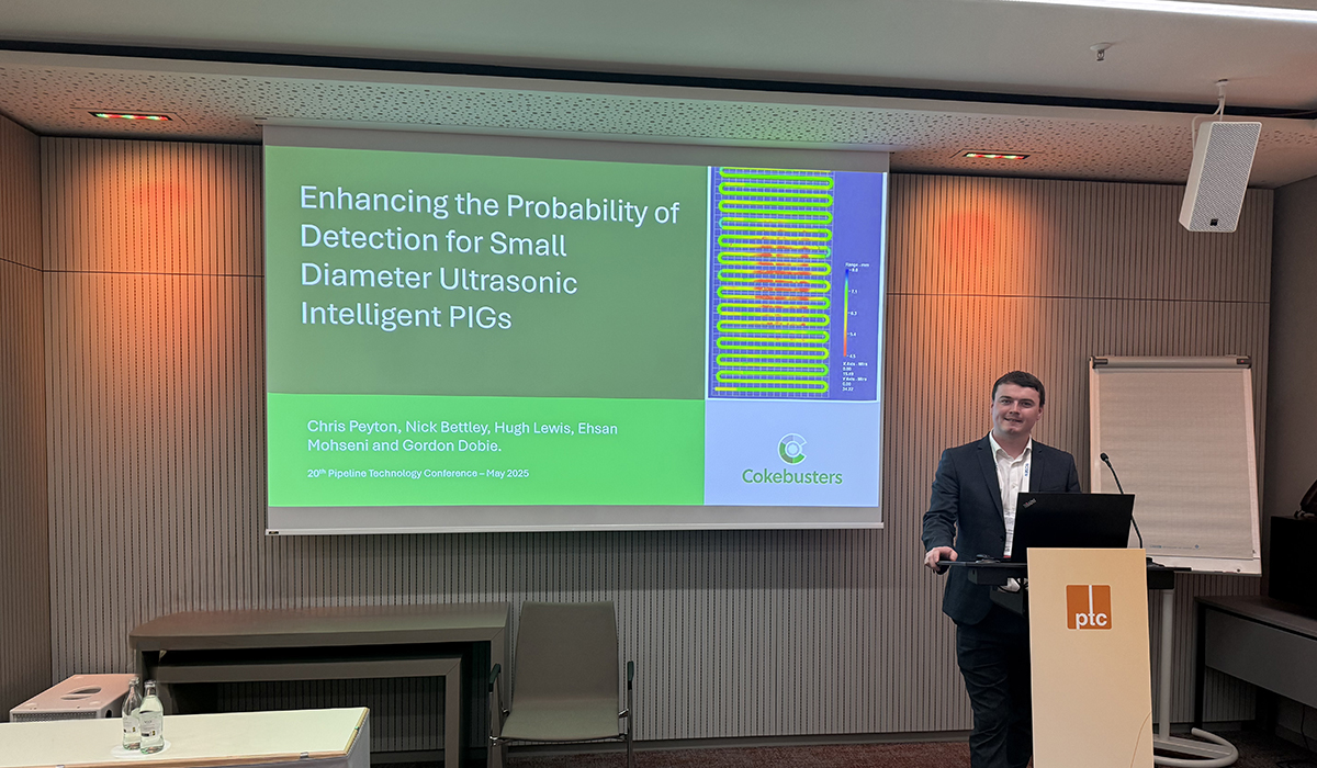 Cokebusters Dr. Chris Peyton presents to PTC on enhancing the probability of detection for small diameter ultrasonic intelligent Pigs