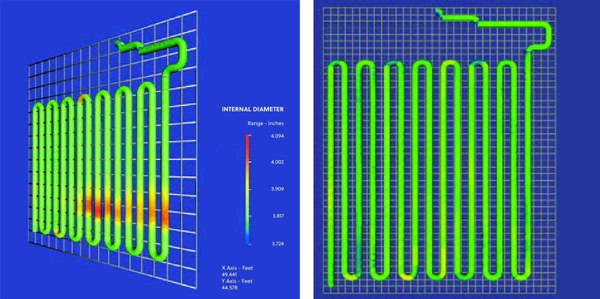 Cokebusters Internal Diameter 3D C-Scan showing diametric growth